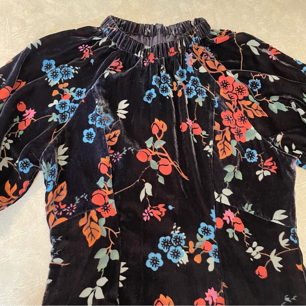 Sea New York Floral Velvet Midi Dress - Black and Blue - Picture 6 of 11